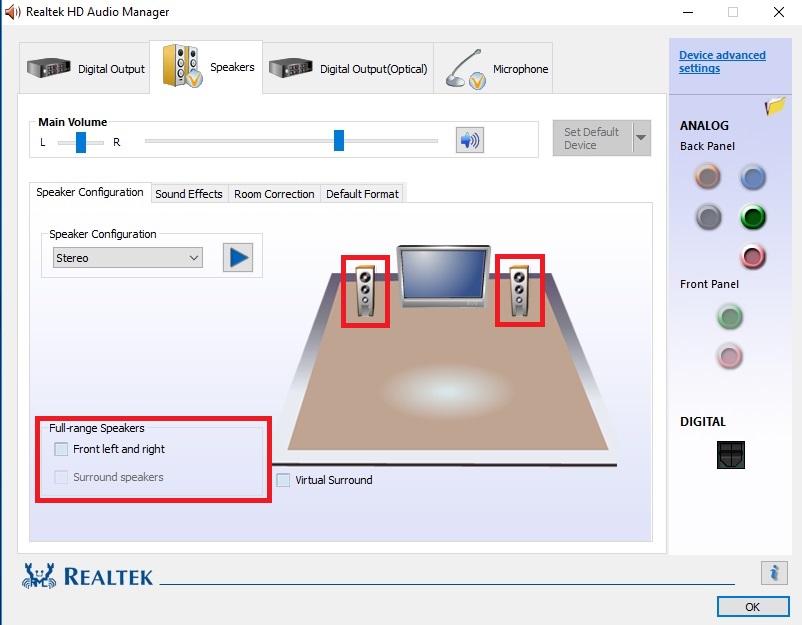 realtek hd audio manager headset einstellen