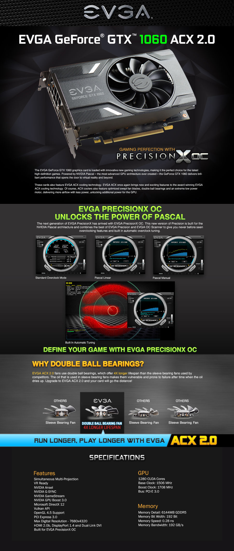 EVGA JP - 製品 - EVGA GeForce GTX 1060 GAMING, 6GB GDDR5, ACX 2.0 Fan) -
