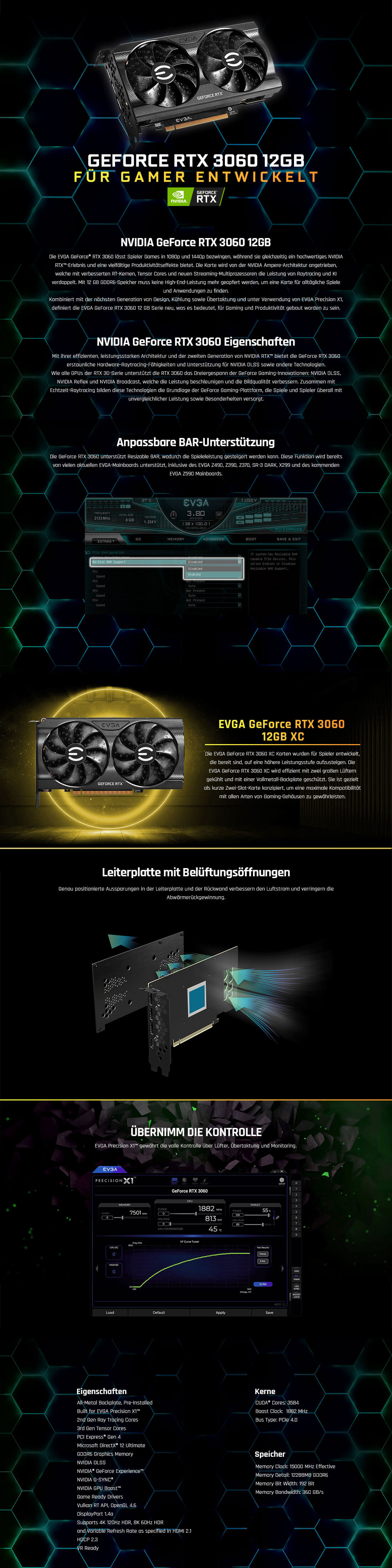 EVGA GeForce RTX 3060 XC ゲーミング 12G-P5-3657-KR 12GB GDDR6 デュアルファン メタルバッ 