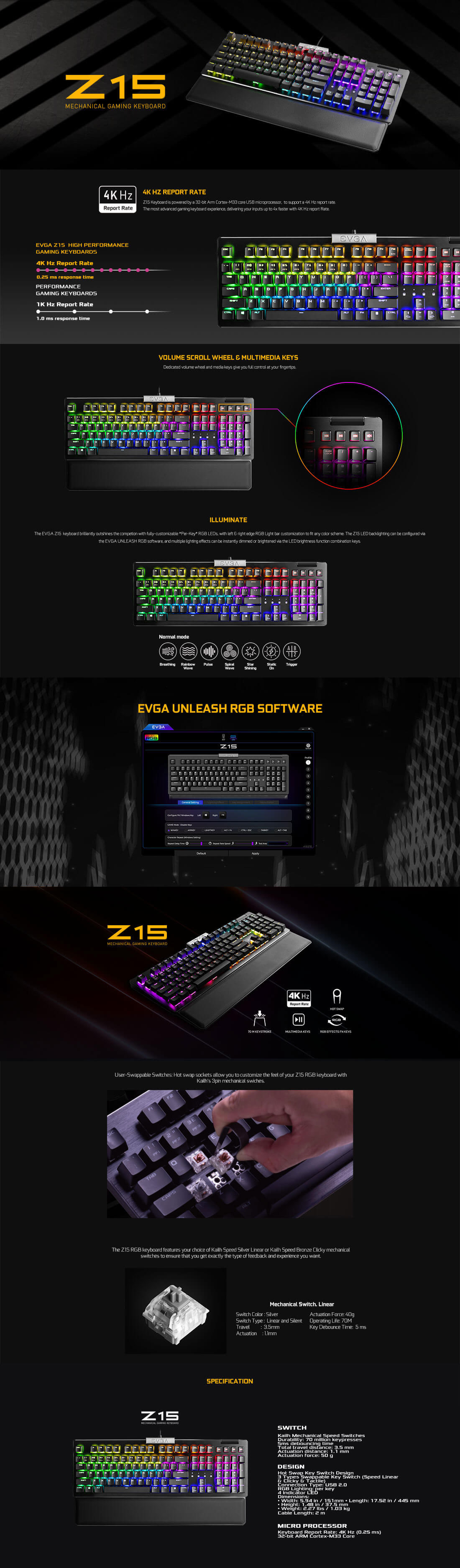 EVGA - Products - EVGA Z15 RGB Mechanical Gaming Keyboard (Linear 