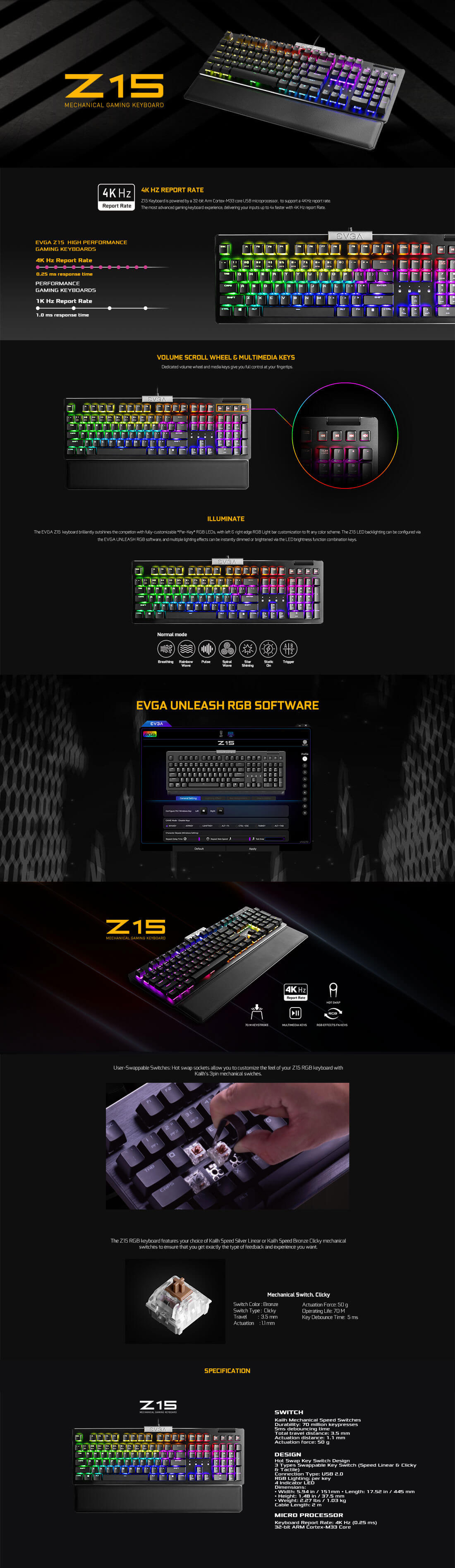 EVGA - Products - EVGA Z15 RGB Mechanical Gaming Keyboard (Clicky