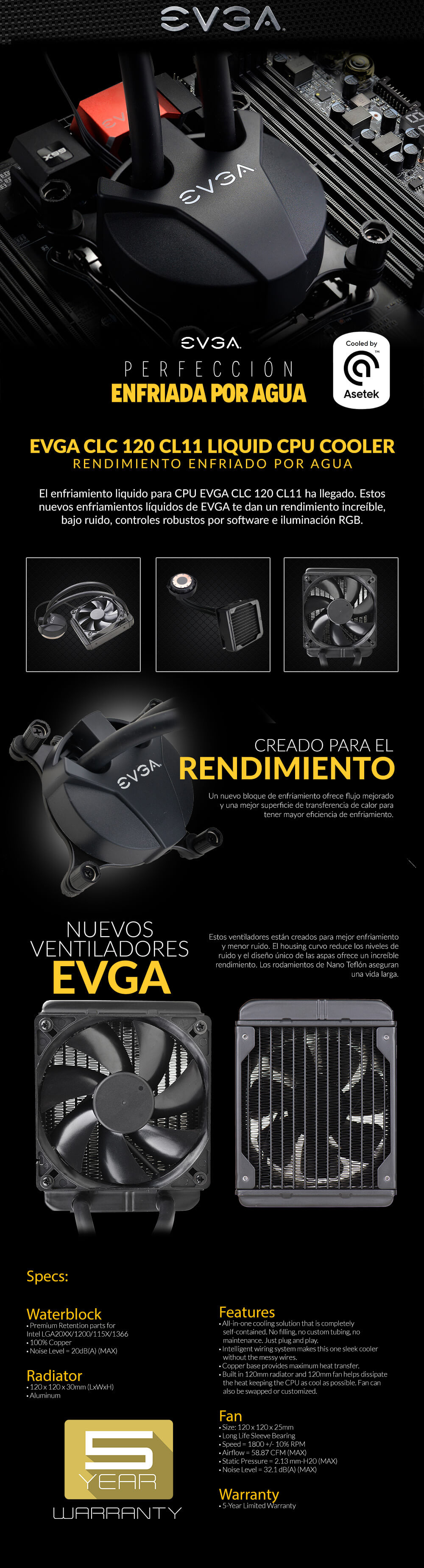Evga Latam Productos Evga Clc 1mm All In One Cpu Liquid Cooler 1x 1mm Fan Intel 5 Yr Warranty 400 Hy Cl11 V1 400 Hy Cl11 V1