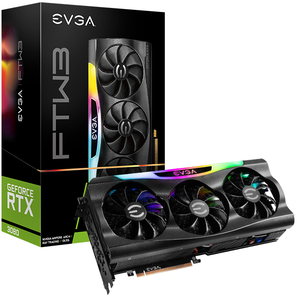 EVGA 10G-P5-3895-KR  GeForce RTX 3080 FTW3 GAMING, 10G-P5-3895-KR, 10GB GDDR6X, iCX3 Technology, ARGB LED, Metal Backplate