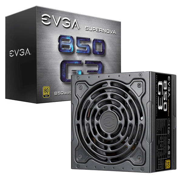 EVGA 220-G3-0850-X2  SuperNOVA 850 G3, 80 Plus GOLD 850W, Fully Modular, Eco Mode with New HDB Fan, 10 Year Warranty, Includes Power ON Self Tester, Compact 150mm Size, Power Supply 220-G3-0850-X2 (EU)