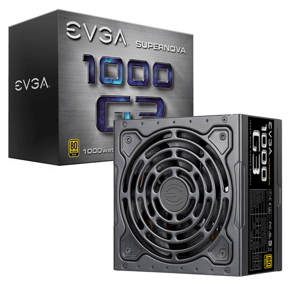 EVGA 220-G3-1000-X3  SuperNOVA 1000 G3, 80 Plus GOLD 1000W, Fully Modular, Eco Mode with New HDB Fan, 10 Year Warranty, Includes Power ON Self Tester, Compact 150mm Size, Power Supply 220-G3-1000-X3 (UK)