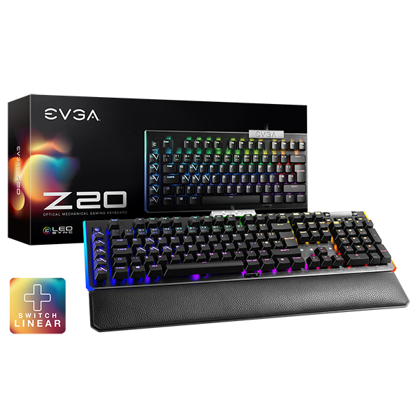EVGA 811-W1-20UK-K2  Z20 RGB Optical Mechanical (Linear Switch) Gaming Keyboard ISO QWERTY 811-W1-20UK-K2