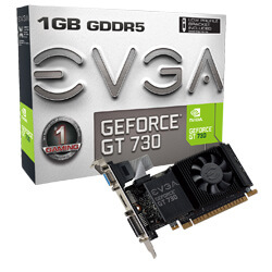 EVGA GeForce GT 730, 01G-P3-3730-KR, 1GB GDDR5, Low Profile, Single Slot (01G-P3-3730-KR)