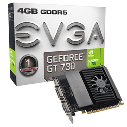 EVGA GeForce GT 730, 04G-P3-3739-KR, 4GB GDDR5, Single Slot (04G-P3-3739-KR)