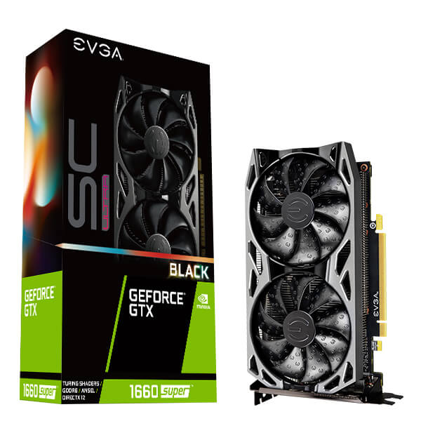 EVGA 06G-P4-1066-KR  GeForce GTX 1660 SUPER SC ULTRA BLACK GAMING, 06G-P4-1066-KR, 6GB GDDR6, Dual Fan, Metal Backplate