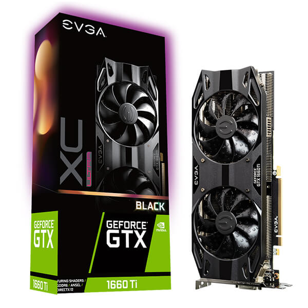 EVGA 06G-P4-1265-KR  GeForce GTX 1660 Ti XC ULTRA BLACK GAMING, 06G-P4-1265-KR, 6GB GDDR6, Dual HDB Fans