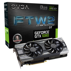EVGA GeForce GTX 1080 FTW2 DT GAMING, 08G-P4-6684-KR, 8GB GDDR5X, iCX - 9 Thermal Sensors & RGB LED G/P/M