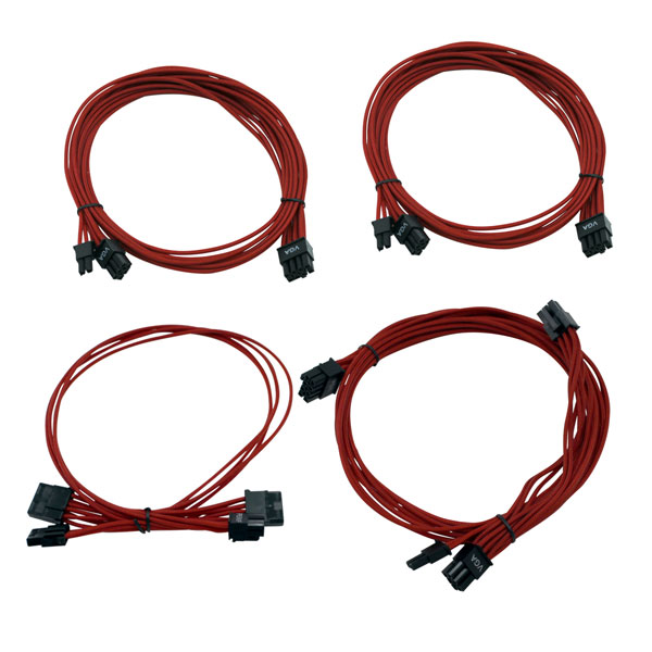 EVGA 100-CR-1600-B9 1600W G2/P2/T2 Red Additional Power Supply Cable Set (Individually Sleeved)