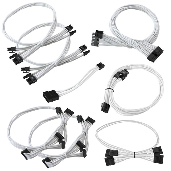 EVGA 100-CW-0650-B9 GS (550/650) White Power Supply Cable Set (Individually Sleeved)