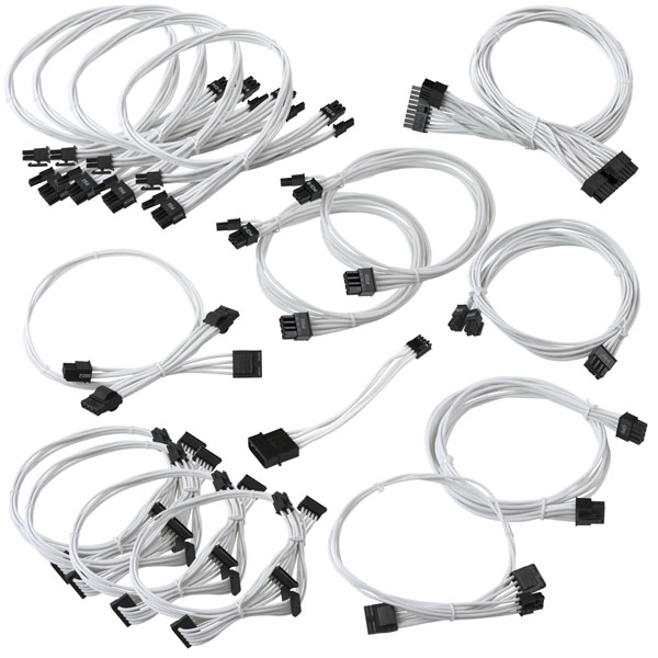 EVGA 100-CW-1050-B9 GS/PS (850/1050/1000) White Power Supply Cable Set (Individually Sleeved)