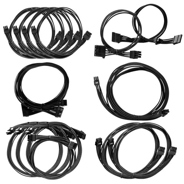 EVGA 100-NK-1601-B9 B3/B5/G2/G3/G5/GM/GP/PQ/P2/T2 Black Power Supply Cable Set (Individually Sleeved) - Version 2