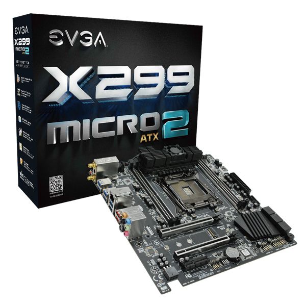 EVGA 121-SX-E296-KR  X299 MICRO ATX 2, 121-SX-E296-KR, LGA 2066, Intel X299, SATA 6Gb/s, USB 3.1 Gen2, USB 3.1 Gen1, mATX, Intel Motherboard