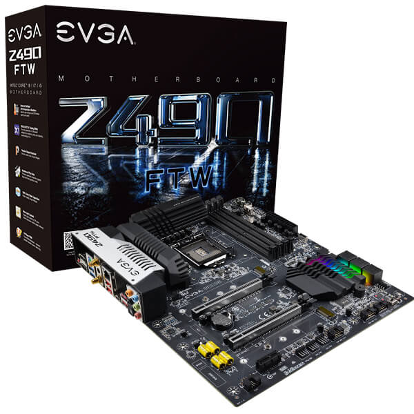 EVGA 122-CL-E497-KR  Z490 FTW WIFI, 122-CL-E497-KR, LGA 1200, Intel Z490, SATA 6Gb/s, USB 3.2 Gen2x2, WiFi/BT, ARGB, ATX, Intel Motherboard