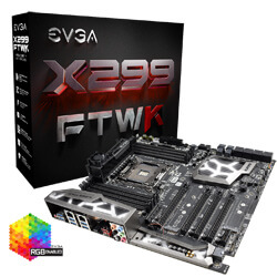 EVGA X299 FTW K, 142-SX-E297-KR, LGA 2066, Intel X299, SATA 6Gb/s, USB 3.1, USB 3.0, EATX, Intel Motherboard