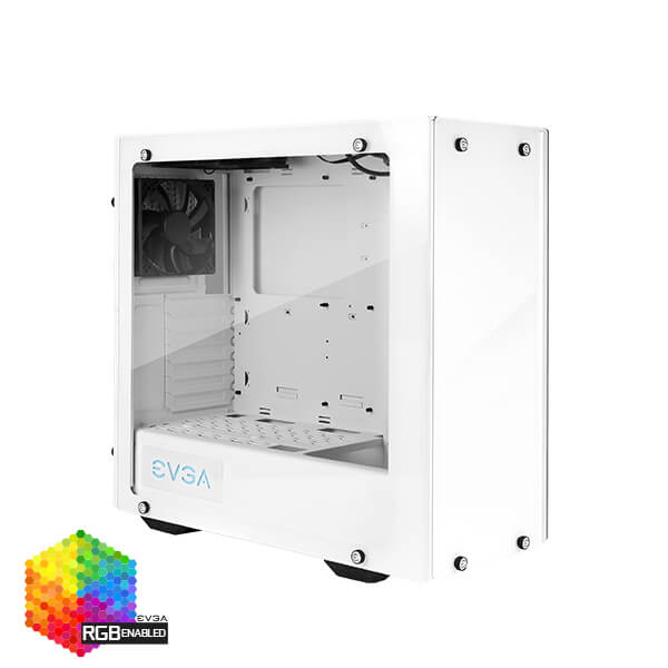 EVGA 176-W1-3542-RX  DG-77 Alpine White Mid-Tower, 3 Sides of Tempered Glass, Vertical GPU Mount, RGB LED and Control Board, K-Boost, Gaming Case 176-W1-3542-RX