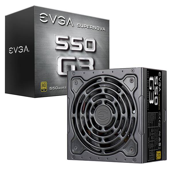 EVGA 220-G3-0550-Y1  SuperNOVA 550 G3, 80 Plus Gold 550W, Fully Modular, Eco Mode with New HDB Fan, 7 Year Warranty, Includes Power ON Self Tester, Compact 150mm Size, Power Supply 220-G3-0550-Y1