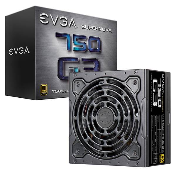 EVGA 220-G3-0750-X1  SuperNOVA 750 G3, 80 Plus Gold 750W, Fully Modular, Eco Mode with New HDB Fan, 10 Year Warranty, Includes Power ON Self Tester, Compact 150mm Size, Power Supply 220-G3-0750-X1