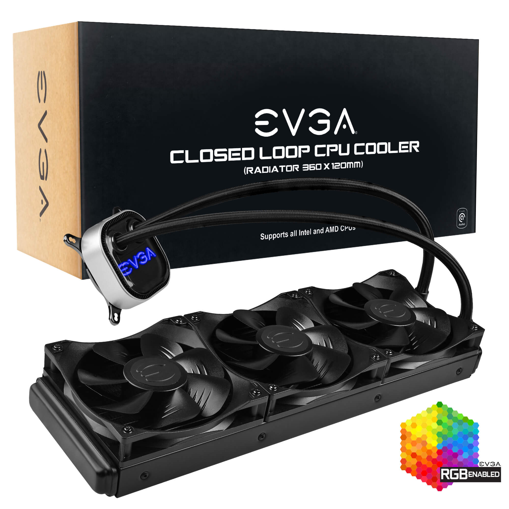 Kindness resist Polite EVGA - JP - 製品- EVGA CLC 360mm All-In-One RGB LED CPU Liquid Cooler, 3x  FX12 120mm PWM Fans, Intel, AMD, 5 YR Warranty, 400-HY-CL36-V1 -  400-HY-CL36-V1