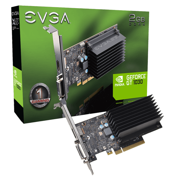 EVGA 02G-P4-6232-KR  GeForce GT 1030 DDR4, 02G-P4-6232-KR, 2GB SDDR4, Passive, Low Profile