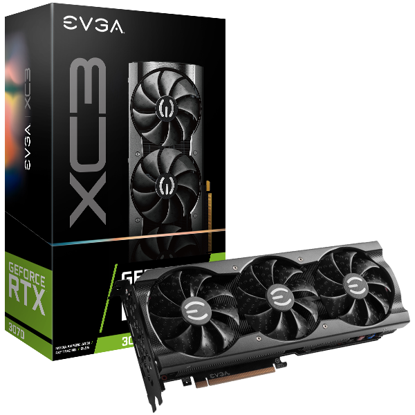 EVGA 08G-P5-3753-KR  GeForce RTX 3070 XC3 GAMING, 08G-P5-3753-KR, 8GB GDDR6, iCX3 Cooling, ARGB LED, Metal Backplate