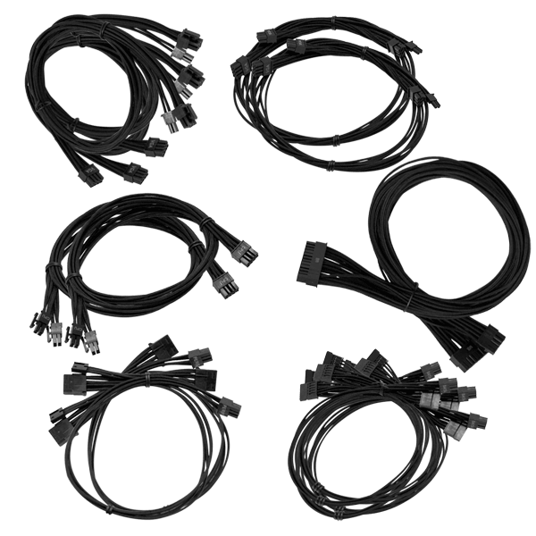 EVGA 100-CK-1300-B9 B3/B5/G2/G3/G5/GP/GM/P2/PQ/T2 Black Power Supply Cable Set (Individually Sleeved)