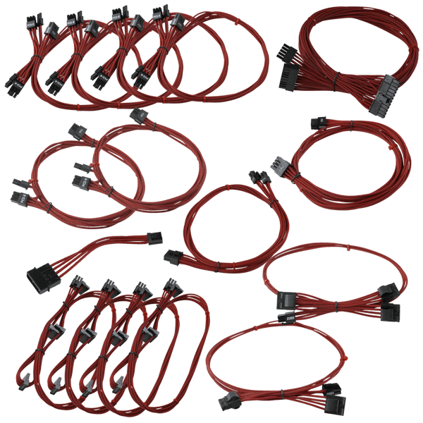 EVGA 100-CR-1050-B9 GS/PS (850/1050/1000) Red Power Supply Cable Set (Individually Sleeved)