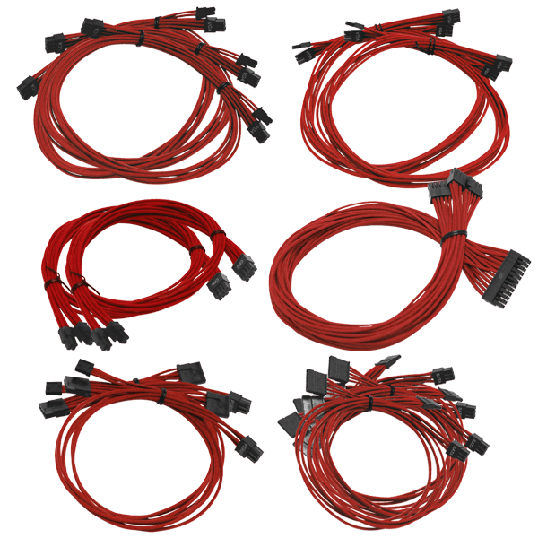 EVGA 100-CR-1300-B9 B3/B5/G2/G3/G5/GP/GM/PQ/P2/T2 Red Power Supply Cable Set (Individually Sleeved)