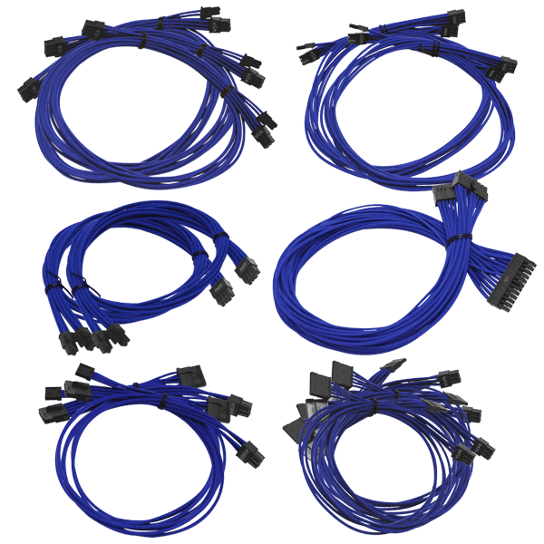 EVGA 100-CU-1300-B9 B3/B5/G2/G3/G5/GP/GM/PQ/P2/T2 Blue Power Supply Cable Set (Individually Sleeved)
