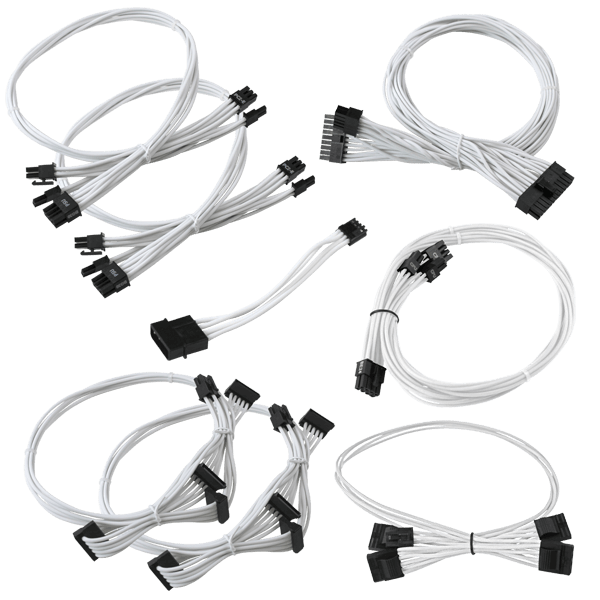 EVGA 100-CW-0650-B9 GS (550/650) White Power Supply Cable Set (Individually Sleeved)