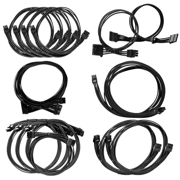 EVGA 100-NK-1601-B9 B3/B5/G2/G3/G5/GM/GP/PQ/P2/T2 Black Power Supply Cable Set (Individually Sleeved) - Version 2