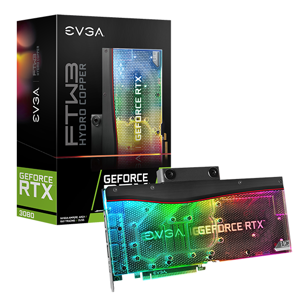 EVGA 10G-P5-3899-KL  GeForce RTX 3080 FTW3 ULTRA HYDRO COPPER GAMING, 10G-P5-3899-KL, 10GB GDDR6X, ARGB LED, Metal Backplate, LHR