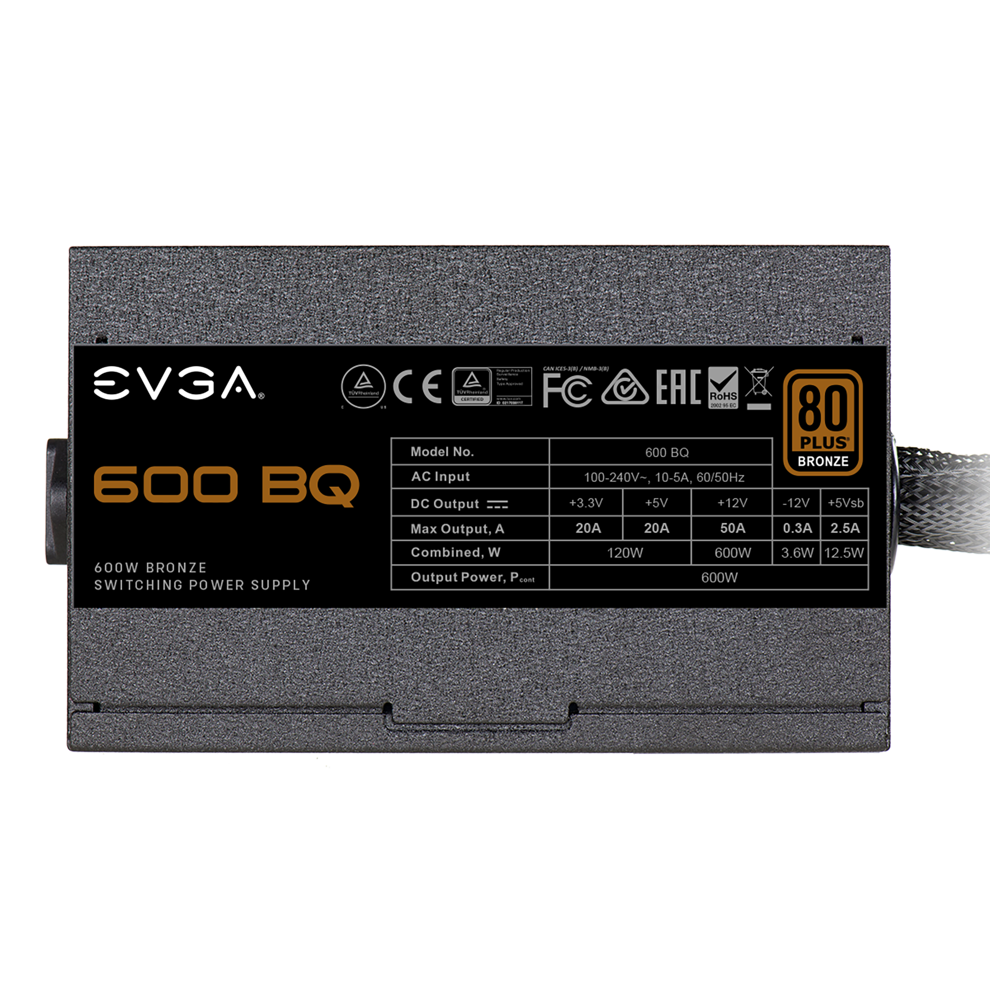 EVGA - Products - EVGA 600 BQ, 80+ BRONZE 600W, Semi Modular, FDB 