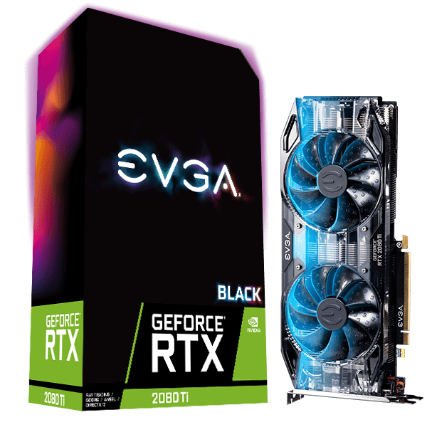 EVGA 11G-P4-2281-KR  GeForce RTX 2080 Ti BLACK EDITION GAMING, 11G-P4-2281-KR, 11GB GDDR6, Dual HDB Fans, RGB LED, Metal Backplate