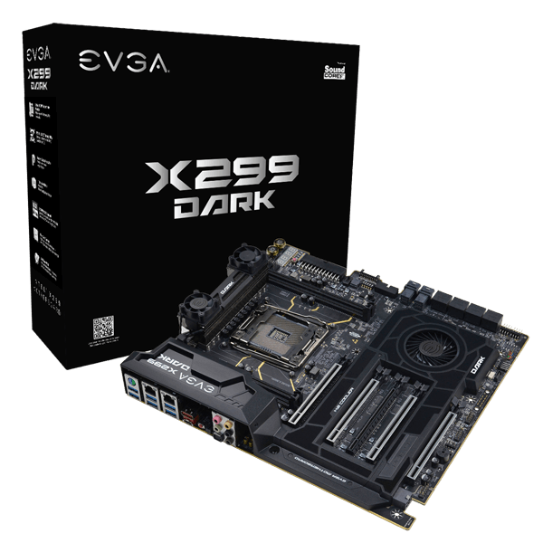 EVGA 151-SX-E299-KR  X299 DARK, 151-SX-E299-KR, LGA 2066, Intel X299, SATA 6Gb/s, USB 3.1, USB 3.0, EATX, Intel Motherboard