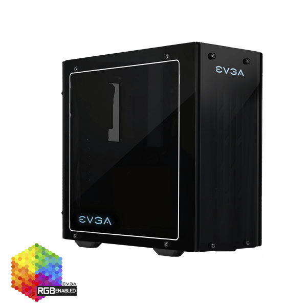 EVGA 170-B0-3540-RX  DG-77 Matte Black Mid-Tower, 3 Sides of Tempered Glass, Vertical GPU Mount, RGB LED and Control Board, K-Boost, Gaming Case 170-B0-3540-RX
