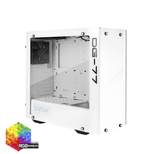 EVGA 176-W1-3542-KR  DG-77 Alpine White Mid-Tower, 3 Sides of Tempered Glass, Vertical GPU Mount, RGB LED and Control Board, K-Boost, Gaming Case 176-W1-3542-KR