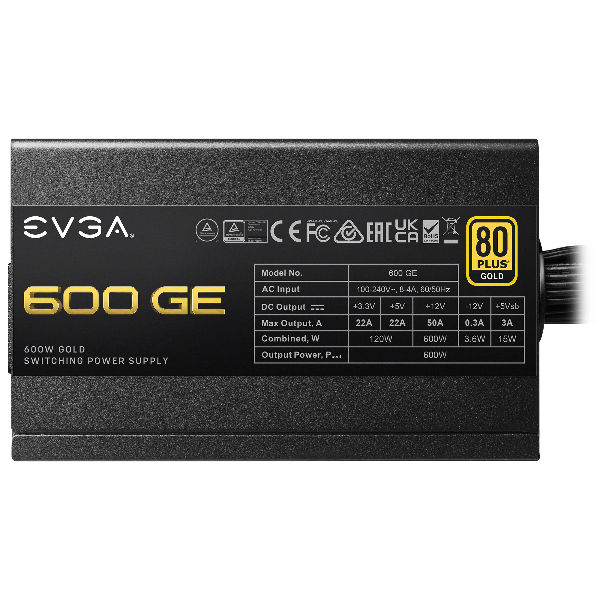 EVGA - Products - EVGA 600 GE, 80 Plus Gold 600W, Eco Mode, 5 Year Warranty,  Power Supply 200-GE-0600-V1 - 200-GE-0600-V1