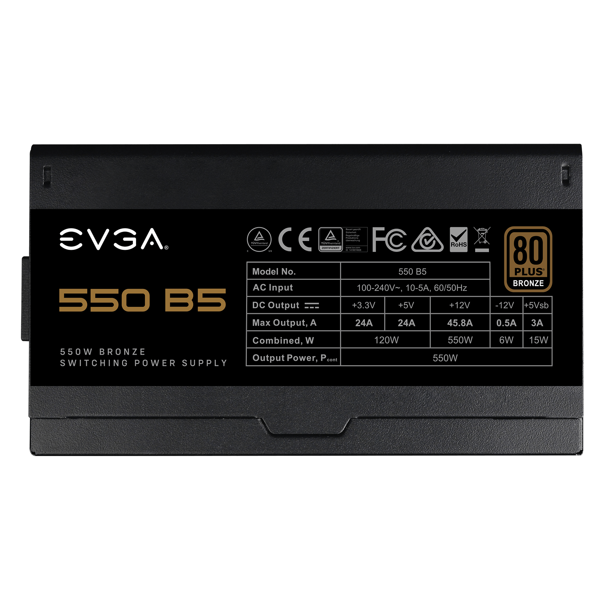 EVGA 550 B5, 80 Plus BRONZE 550W, Entièrement Modulaire, EVGA ECO Mode, 5  Ans de Garantie, Taille compacte de 150 mm, Alimentation PC 220-B5-0550-V2  (EU) : : Informatique