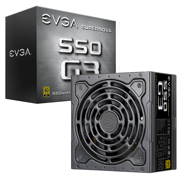 EVGA 220-G3-0550-Y1  SuperNOVA 550 G3, 80 Plus Gold 550W, Fully Modular, Eco Mode with New HDB Fan, 7 Year Warranty, Includes Power ON Self Tester, Compact 150mm Size, Power Supply 220-G3-0550-Y1