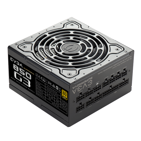 EVGA 220-G3-0850-RX  SuperNOVA 850 G3, 80 Plus Gold 850W, Fully Modular, Eco Mode with New HDB Fan, 1 Year Warranty, Compact 150mm Size, Power Supply 220-G3-0850-RX