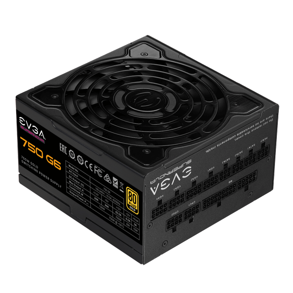 EVGA 220-G6-0750-RX  SuperNOVA 750 G6, 80 Plus Gold 750W, Fully Modular, Eco Mode with FDB Fan, 1 Year Warranty, Compact 140mm Size, Power Supply 220-G6-0750-RX