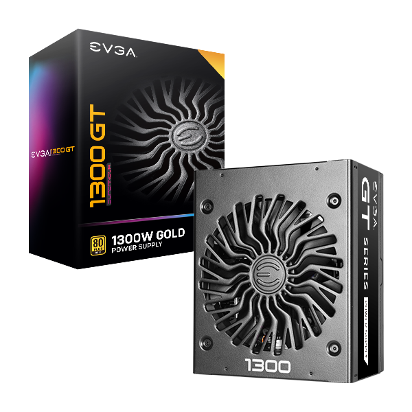 EVGA 220-GT-1300-X7  SuperNOVA 1300 GT, 80 Plus Gold 1300W, Fully Modular, Eco Mode with FDB Fan, 10 Year Warranty, Includes Power ON Self Tester, Compact 180mm Size, Power Supply 220-GT-1300-X7 (TW)
