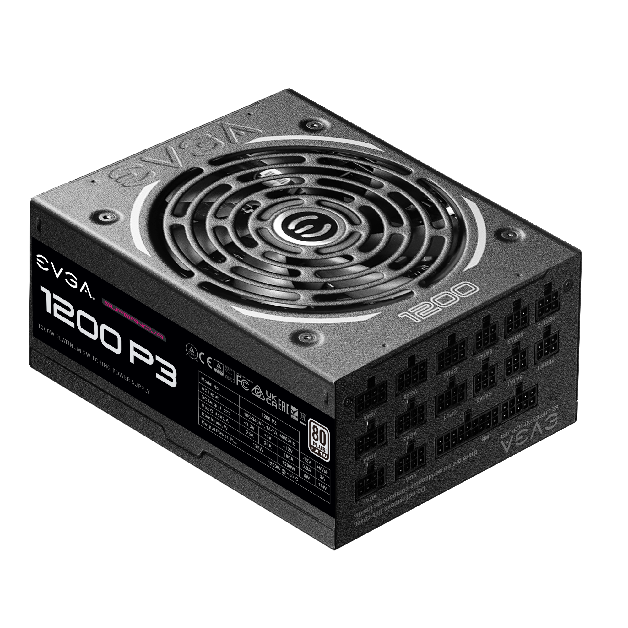 Power Supply 220-P3-1200-X1 Compact 180mm Size 80 Plus Platinum 1200W Fully Modular EVGA Supernova 1200 P3 Includes Free Power On Self Tester Eco Mode with FDB Fan 