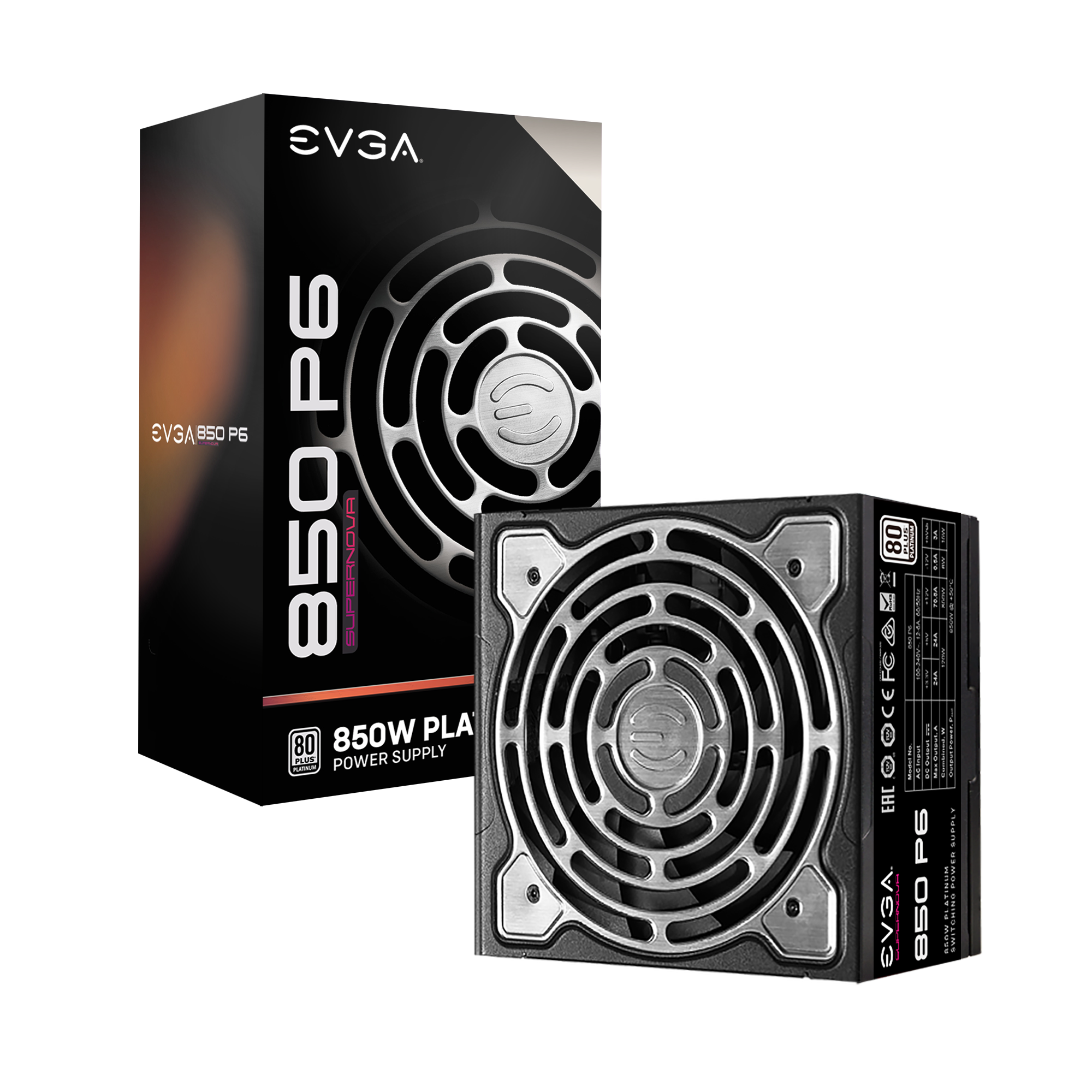 EVGA - Products - EVGA SuperNOVA 850 P6, 80 Plus Platinum 850W, Fully  Modular, Eco Mode with FDB Fan, 10 Year Warranty, Includes Power ON Self  Tester, Compact 140mm Size, Power Supply 220-P6-0850-X1 - 220-P6-0850-X1