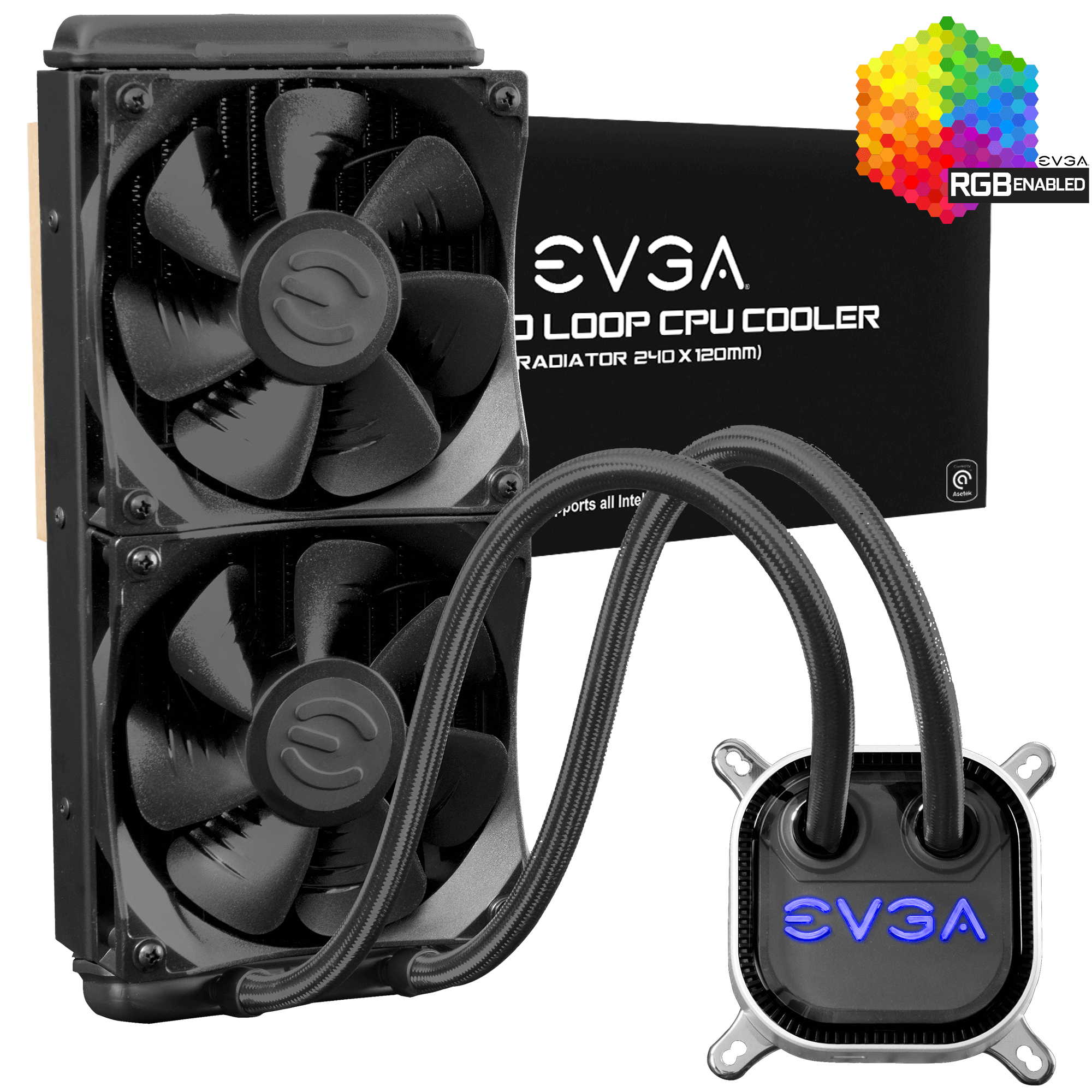 Evga Products Evga Clc 240mm All In One Rgb Led Cpu Liquid Cooler 2x Fx12 1mm Pwm Fans Intel Amd 5 Yr Warranty 400 Hy Cl24 V1 400 Hy Cl24 V1