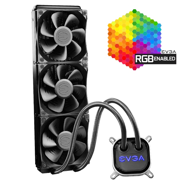 EVGA 400-HY-CL36-RX  CLC 360mm All-In-One RGB LED CPU Liquid Cooler, 3x FX12 120mm PWM Fans, Intel, AMD, 1 YR Warranty, 400-HY-CL36-RX